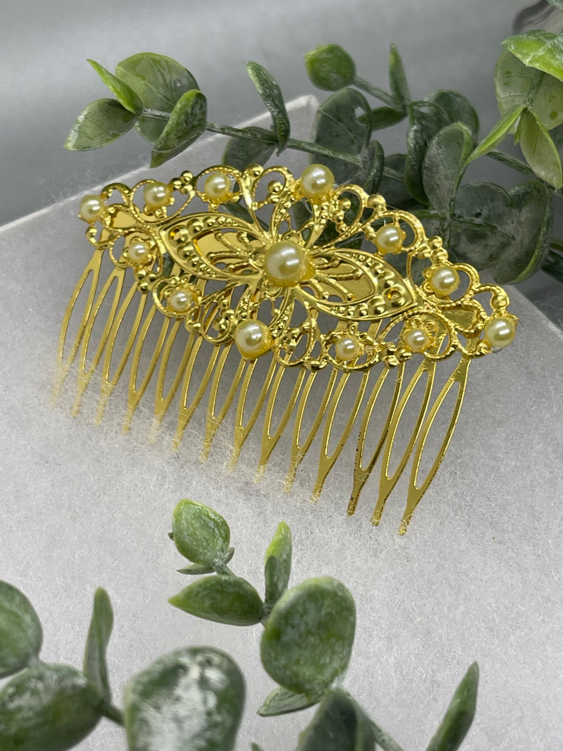 Yellow vintage style tone side comb hair accessory accessories gift birthday event formal bridesmaid wedding