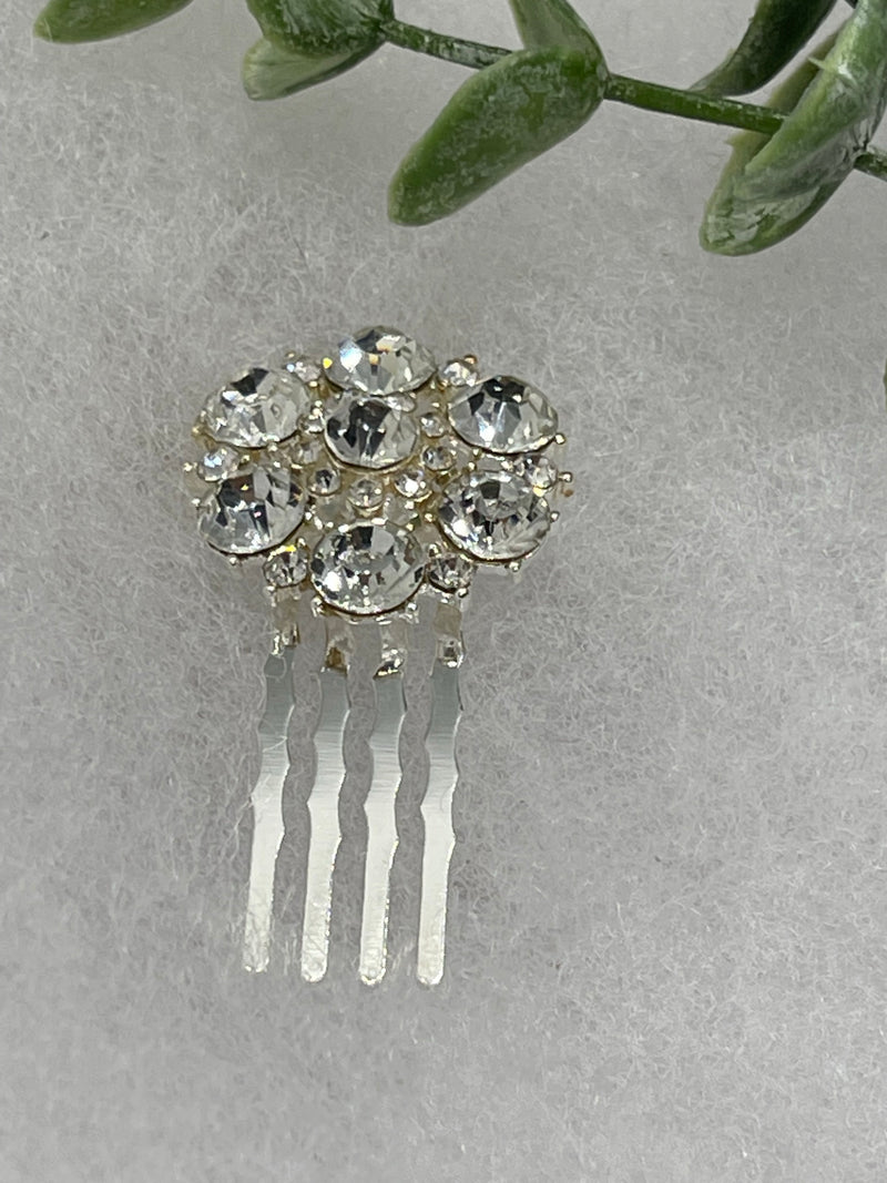 Clear crystal rhinestone flower approximately 2.0” hair side comb wedding bridal shower engagement formal princess accessory accessories