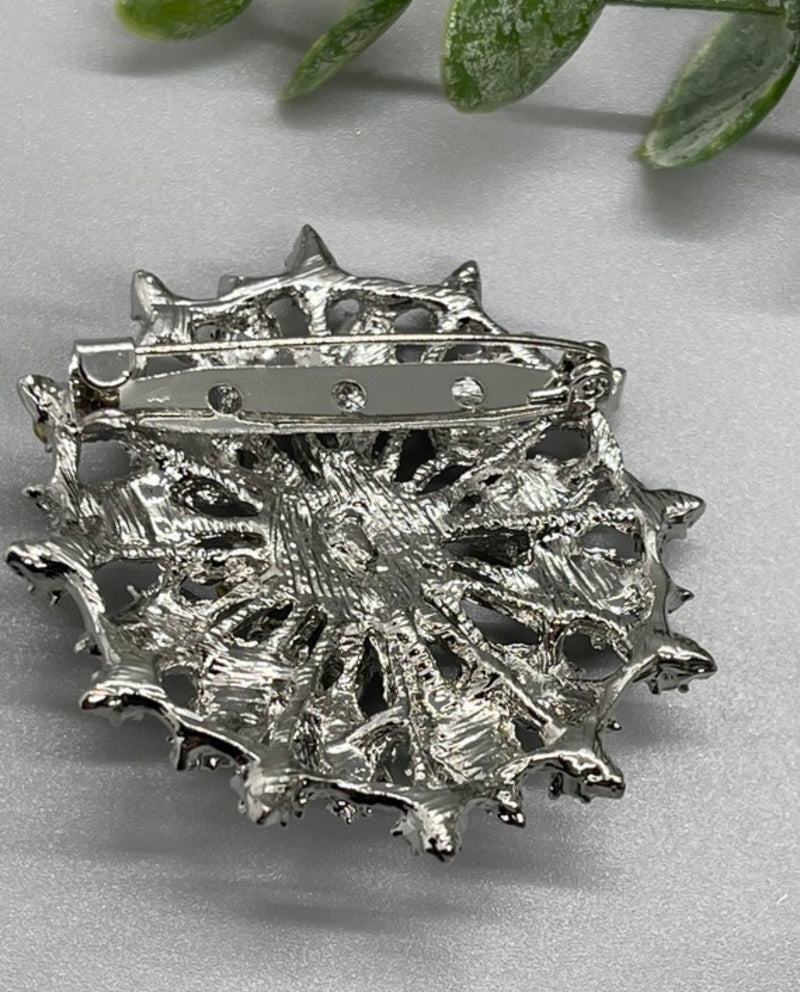 Luxe Crystal Brooch Rhinestone Flower plumbum silver plated for woman with rhinestone nickel lead cadmium free 54x20mm gift scarf accessory