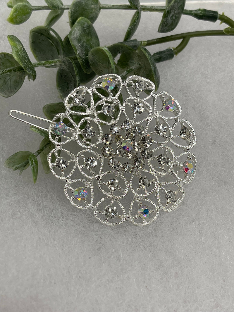 Clear Crystal rhinestone hair clip approximately 2.0” wedding bridal shower engagement formal princess accessory