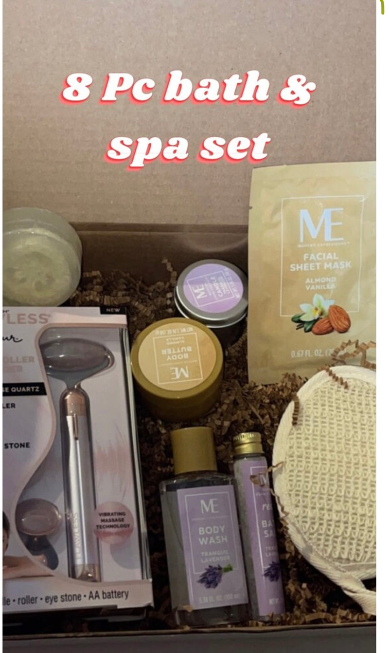 8 Pc facial body & bath spa gift set Box Valentine’s Day Birthday Shower Thinking Of You Get well any occasion gift sets free shipping