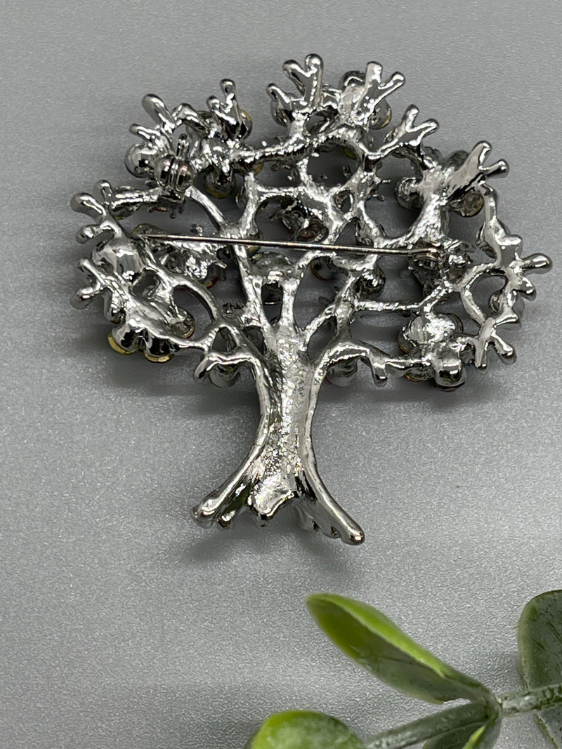 Rainbow Crystal tree brooch