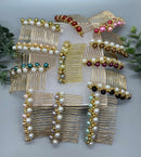 Purple White  gold beaded side Comb 3.5” gold Metal hair Accessories bridesmaid birthday princess wedding gift handmade accessories