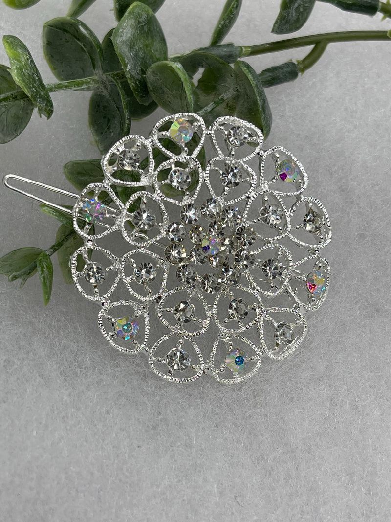 Clear Crystal rhinestone hair clip approximately 2.0” wedding bridal shower engagement formal princess accessory