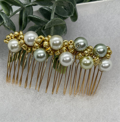 Neutral tone  gold beaded side Comb 3.5” gold Metal hair Accessories bridesmaid birthday princess wedding gift handmade accessories