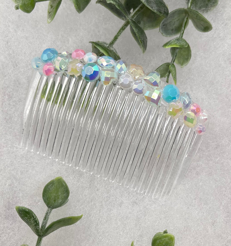 Cotton candy multiple color Style faux pearl  3.5” plastic side Comb bridal accents handmade by hairdazzzel wedding accessory