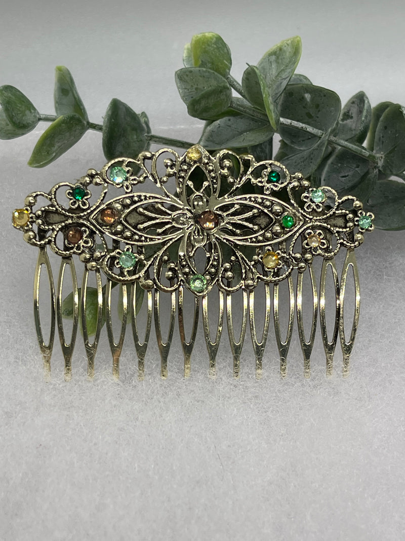 Camouflage crystal rhinestone 3.5” side Comb Antique vintage style bridal Wedding shower sweet 16 birthday princess bridesmaid hair accessory