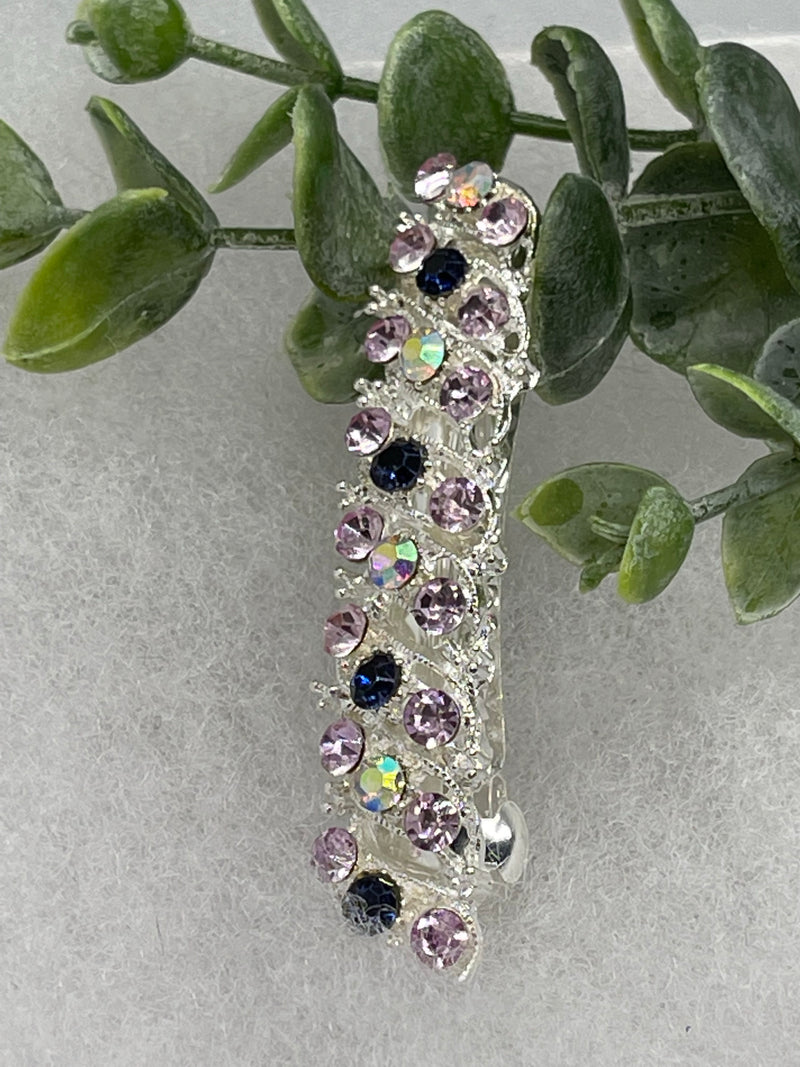 Purple blue Crystal rhinestone barrette approximately 3.0” wedding bridal shower engagement formal princess accessory at