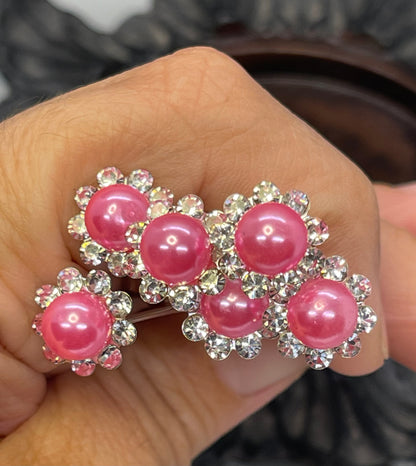 Pink Pearl crystal hair pins 6pc set hair accessory accessories Jewelry hair accessory wedding bridesmaids