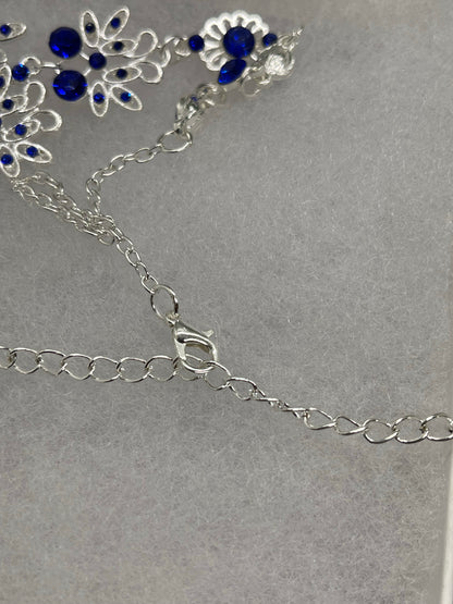 Royal Blue crystal Rhinestone necklace earrings set