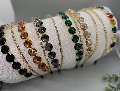 Rainbow crystal rhinestone luxe headband Elegant formal princess wedding engagement birthday bridesmaid